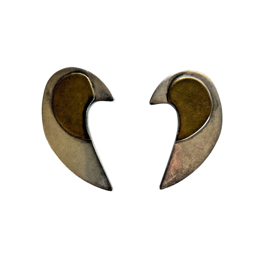 Collectable Sterling Silver, Mid-Century Gold Tone Signed Clip Earrings
